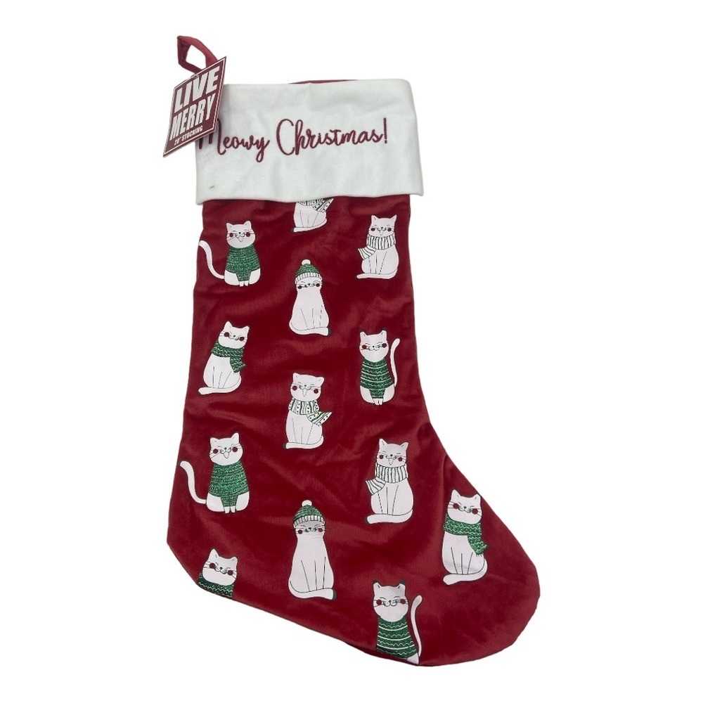 Live Merry 20” Stocking Meowy Christmas Stocking from your Cat